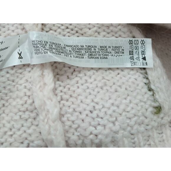 Zara womens xl beige olive green full zip wool sweater Slouchy Cottagecore - Picture 9 of 9